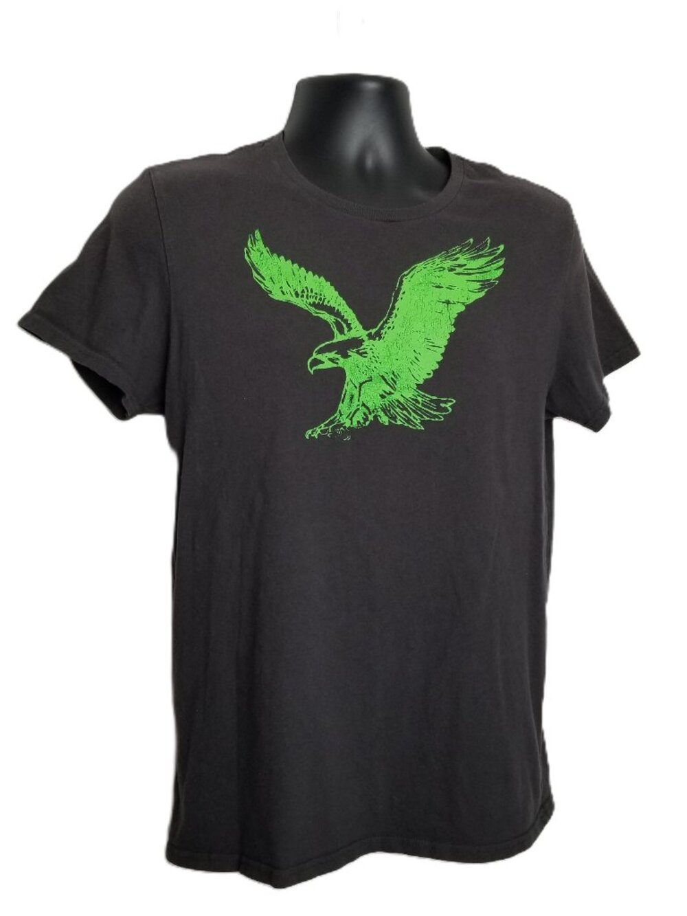 American Eagle Outfitters Mens Medium Black Green Eagle Graphic T Shirt Cotton